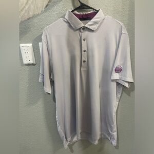 Gray Textured Polo Shirt with Relaxed Fit